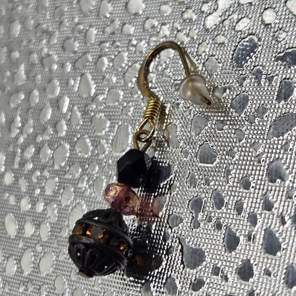"5/$25" Mismatched Gold Beaded Citrine Gemstone Gold Filled Dangle Earrings - Picture 4 of 8